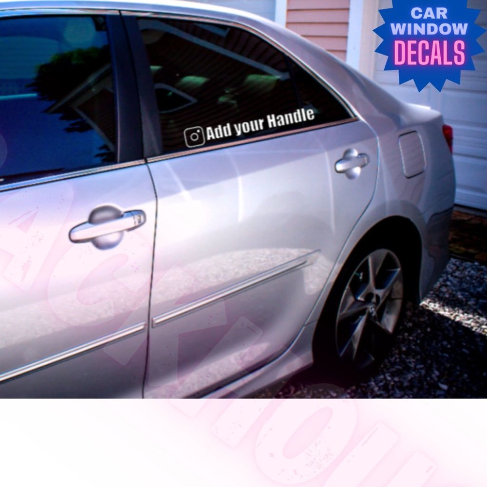 Car WIndow Social Media Logo And Name
